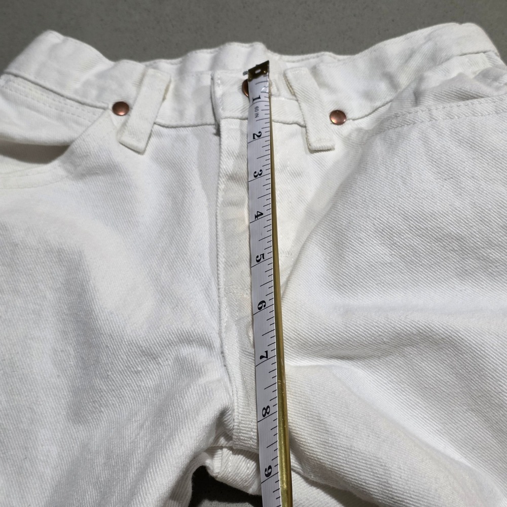 Wrangler Kids White Denim Straight Leg Jeans High Rise Western Pants 23x25 - Picture 6 of 10